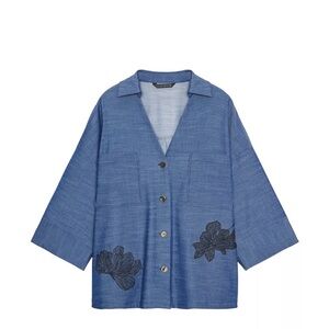 Zara FLORAL KIMONO SHIRT
BLUE 0/8725/799